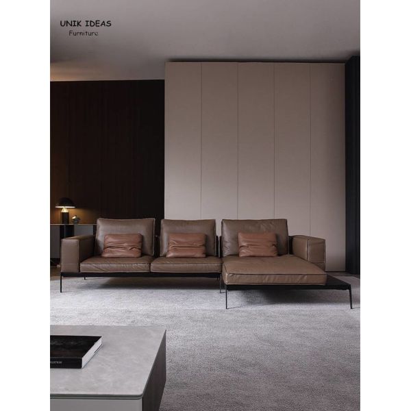 3 части Браун l сформировала кожаное кресло Loveseats уютное для небольшой квартиры