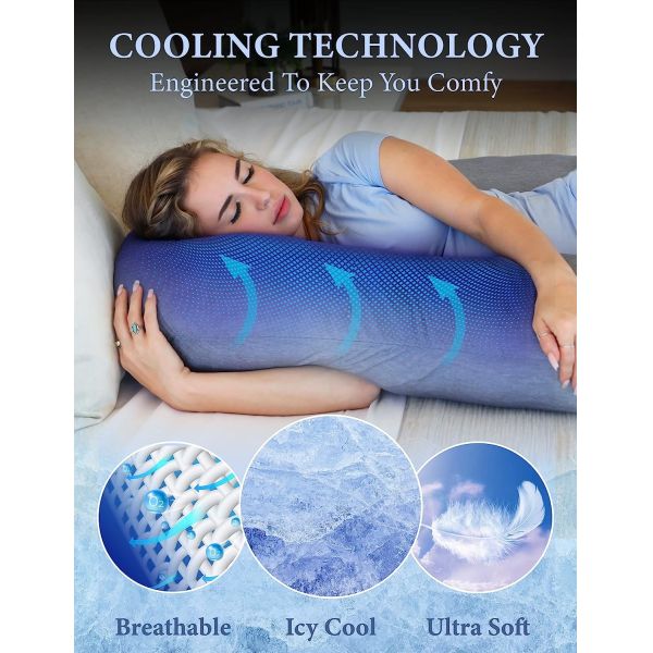 Pharmedoc Pregnancy Pillows, U-Shape Full Body Pillow – Removable Cooling Cover -Dark Grey – Pregnancy Pillows