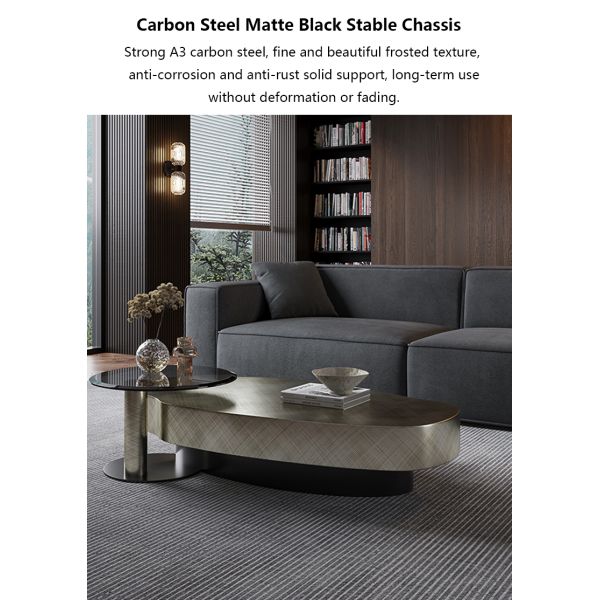 OEM Stainless Steel Contemporary Round Coffee Table With Metal Base