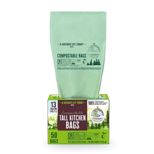 Wholesale Sustainable 100% Biodegradable Cornstarch Custom Printed Tall Kitchen Compostable Trash Bin Liner Bag for Food Scrap