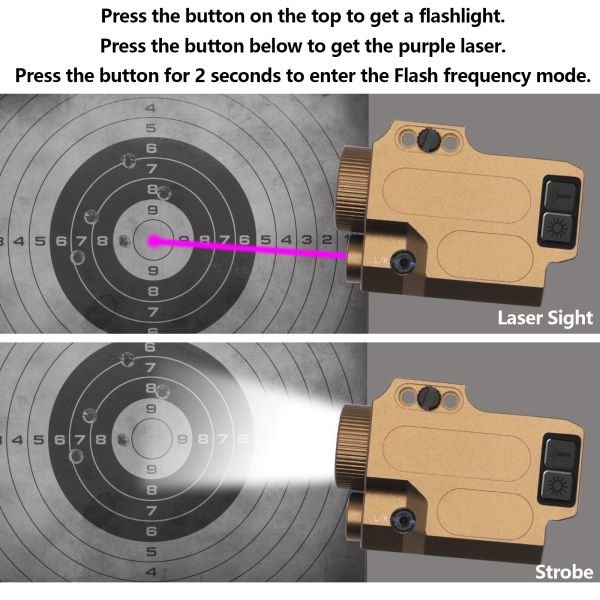 Purple Laser Flashlight Combo Picatinny Rail Mount 500 Lumen