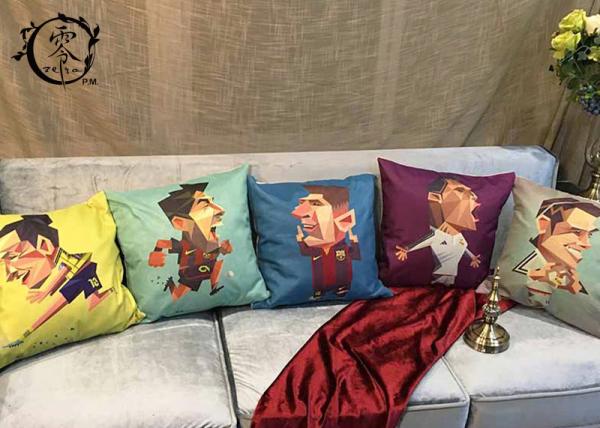 Character Football Player Cartoon Pillow , Kicking Theme Pillowcase Soccer Pillow