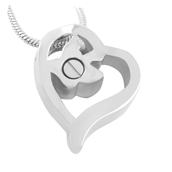 Crystal Butterfly Heart Keepsake Pendant Necklace Stainless Steel Cremation Ashes Urn