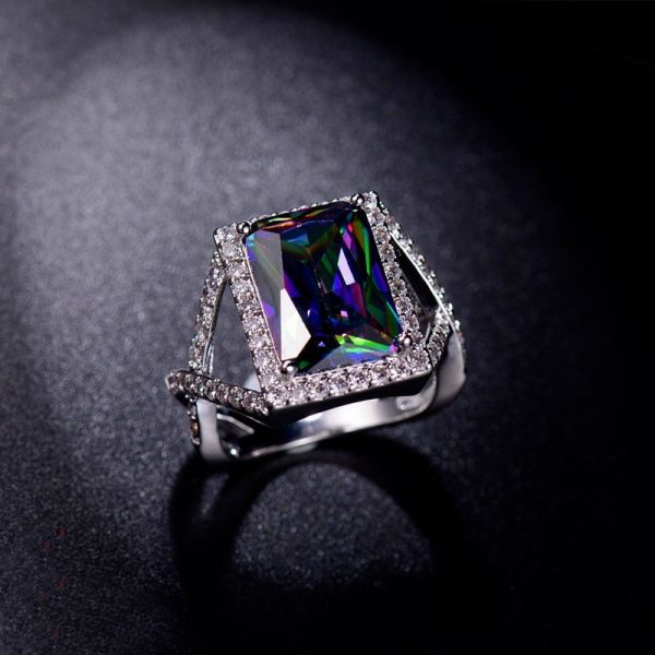 Handmade Eternity Crystal Ring AAA Cz Zircon Ring Engagement Wedding Band Rings for Women Finger Party Jewelry