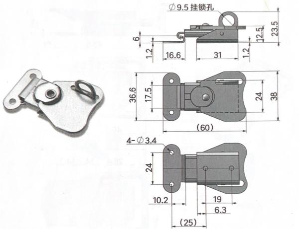 Custom Acceptable Monitoring Equipment Hardware 304 Stainless Steel Lockable Butterfly Toggle Latch Fasteners
