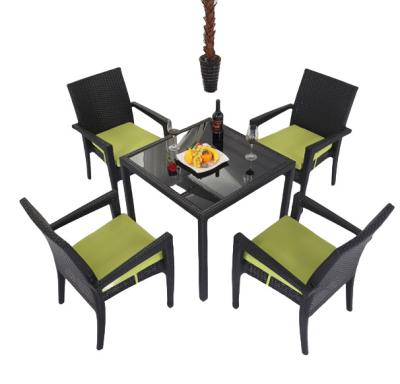 Black Wicker Patio Mesa de Jantar Jardim Restaurante Set de Mesa de Jantar