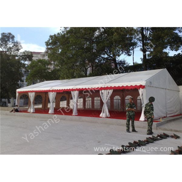 Out side White PVC Cover Aluminum Frame Clear Span Tent with Red Carpet