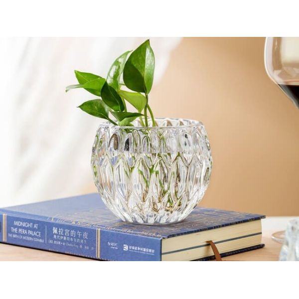 Crystal Home Decoration Glass Lead Free Teardrop Votive Candle Holder 8.8cm Height