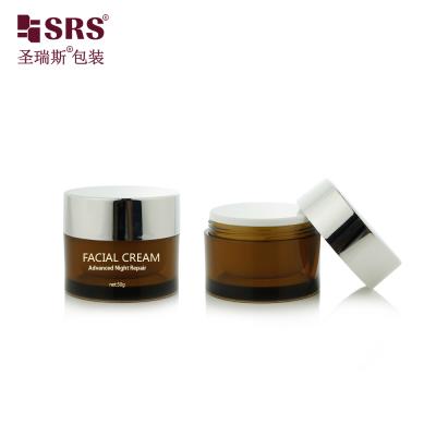 J0210B 30g 50g Round Plastic Double Wall Clear Painted Custom Color Jar Container For Facial Cream