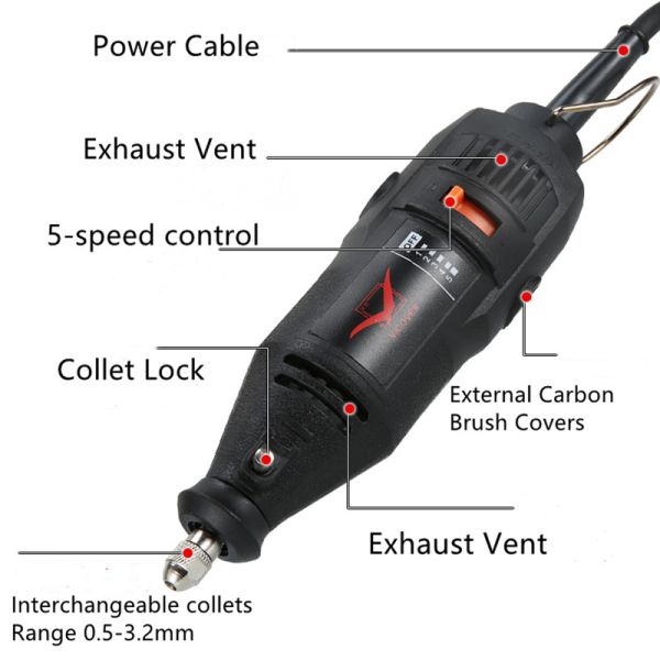 Мини-инструмент Электрический мельничный регулирование скорости Бурение и резка Микроэлектрический буровой 220В