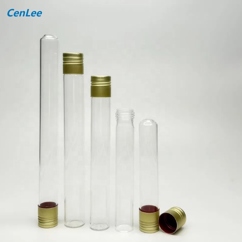 Laboratory 18x145mm Air Tight Leakproof Round Flat Bottom Borosilicate Glass Test Tube with Aluminum Screw Cap
