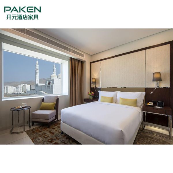 Natural Ash Veneer Full Set Hotel Bedroom Furniture