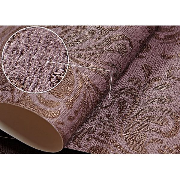 Removable Retro Vintage Wallpaper , Symmetrical Brown Floral Pattern Wallpaper