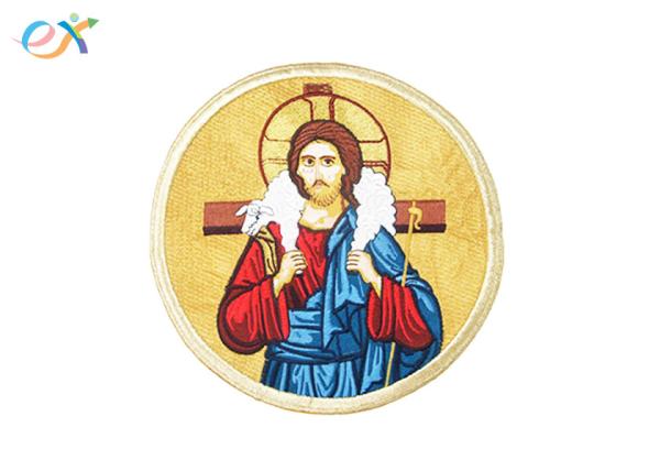 Religion Iron On Embroidered Patches Custom With Gold Thread For Clothes