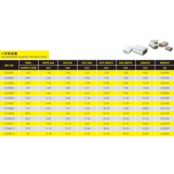 aluminium sleeves hourglass type