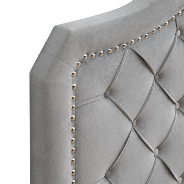 Upholstered Bed Button Tufted with Curve Design - Strong Wood Slat Support - Easy Assembly - Velvet - Platform bed - Que