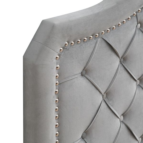 Upholstered Bed Button Tufted with Curve Design-Strong Wood Slat Support-Easy Assembly -Velvet- Platform bed- Queen size