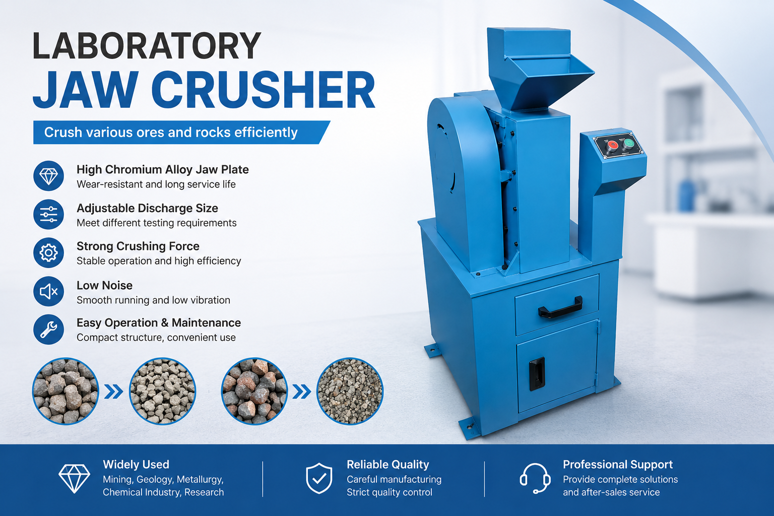 Laboratory Jaw Crusher Machine for Mining Ore Crushing