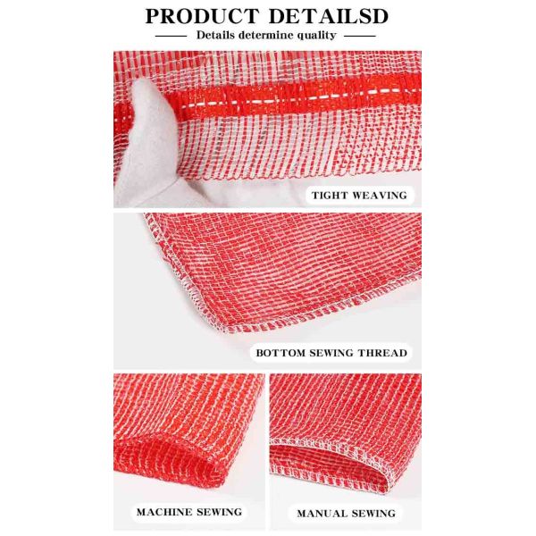 53*89cm Red White Color Plastic Pp Leno Mesh Bag For Potato Packing
