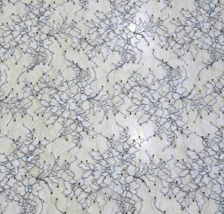 Coloured Designs Chantilly Lace For Wedding Dresses , French Lace Fabric