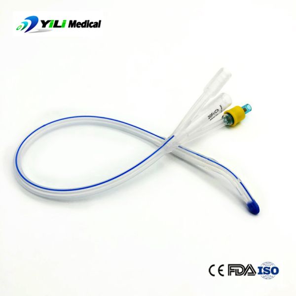 Disponible para uso médico Catéter uretral de silicona de tres vías con globo
