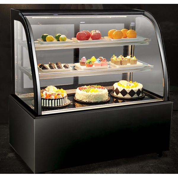 Коммерческий холодильник холодильная комната рабочий стол стоящее изогнутое стекло задняя дверь холодильник пекарня дисплей