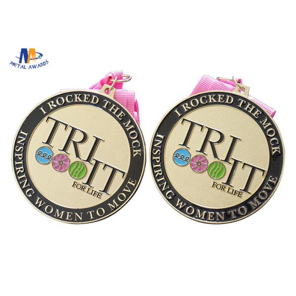 Turtle shell Custom Made Medals Background Sandblast Medallion Shiny Gold Plating With One Color Printing