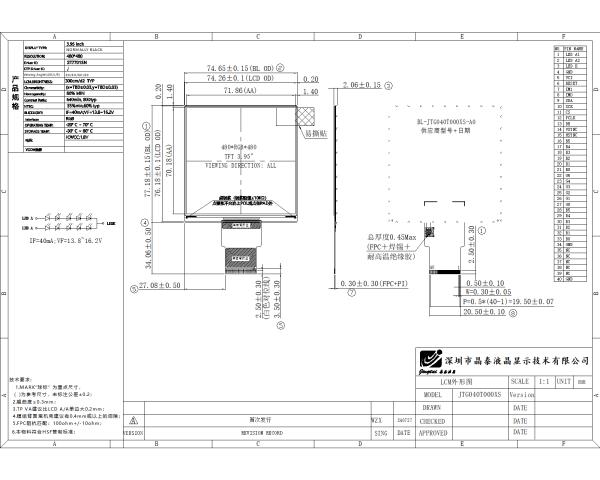 3.95 Inch Smart Home Display Module 480x480 IPS TFT LCD MIPI Screen