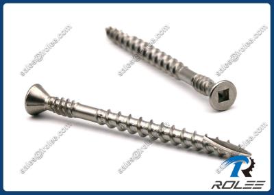 304/316 Stainless Square Trim Head Double Thread Deck Screws w/ 4 Nibs, Type 17