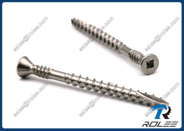 304/316 Stainless Square Trim Head Double Thread Deck Screws w/ 4 Nibs, Type 17