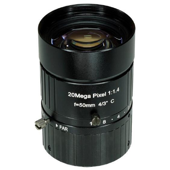 4/3 50mm F1.4 20Megapixel HD Manual IRIS C Mount Industrial FA Lens, 50mm 20MP Industrial Machine Vision Lens