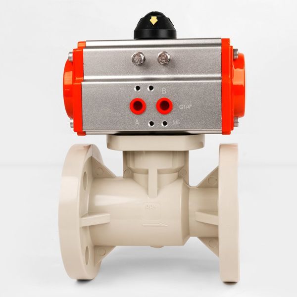 Flange Type PPH Pneumatic Ball Valve Anti-Corrosion Plastic Automatic Shut Off Valve for Chemical Sewage Pipeline