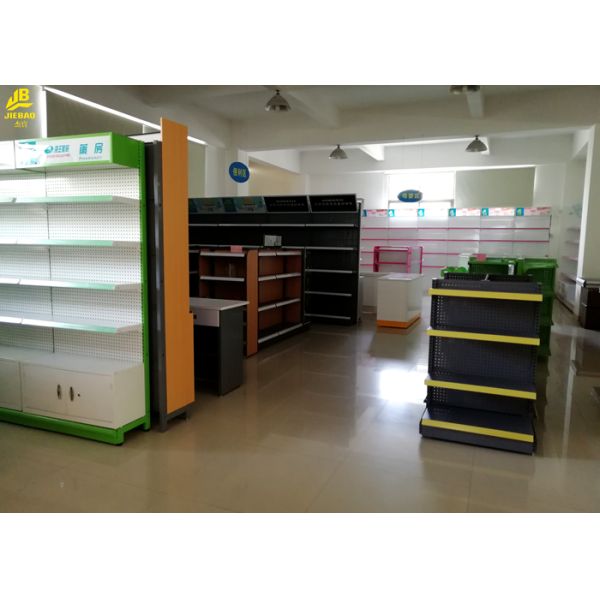 Double Side Commercial Steel Racks Hypermarket, Slanted Arms Cold Rolled Steel