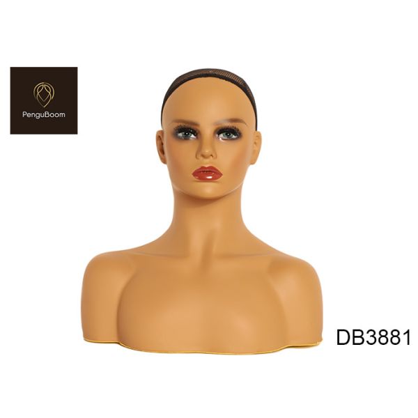 Fashionable Full Bust Pvc Shoulder Mannequin Head African American Face