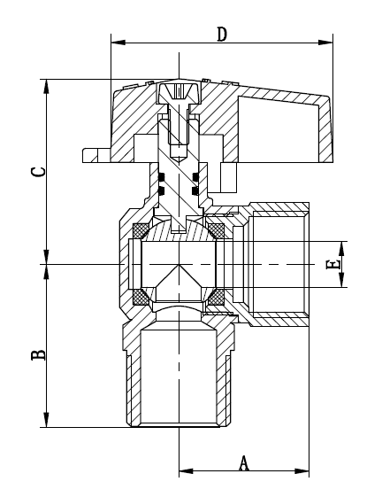Алюминиевое шариковый клапан газа мужчины x ручки женский латунный