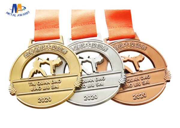 Die Cast Sport Stock Medals Antique Gold / Silver / Copper Plating