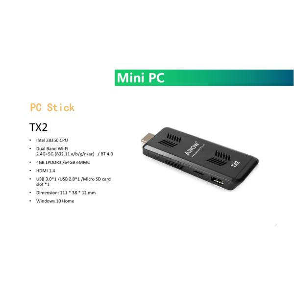 Mini PC Stick Mini Desktop PC Intel Z8350 CPU 4GB LPDDR3 / 64GB EMMC  HDMI 1.4