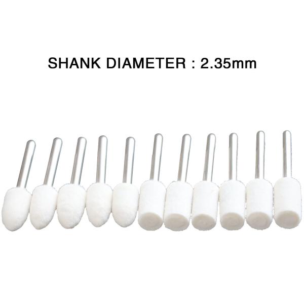 10pcs Wool Grinding Head Round Cylindrical Bullet Type Polishing 2.35mm