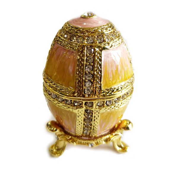 Hollow Faberge Egg Jewelry Easter Egg Trinket Box Crafts Russian Easter Metal Rhinestones Faberge Egg Jewelry Box