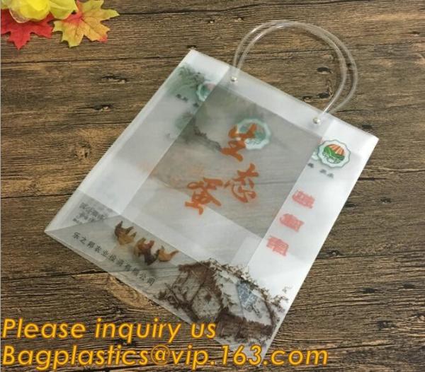 Factory Custom made Environmental PVC clear packaging toy storage handle bag,plastic tote packaging bag with handles fro