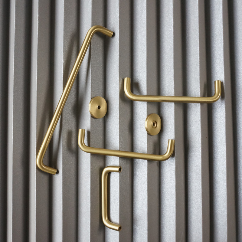 Brass Handle Nordic Modern Minimalist Luxury Dresser Drawer Wardrobe Door Copper Retro Gold Long Durable Handle