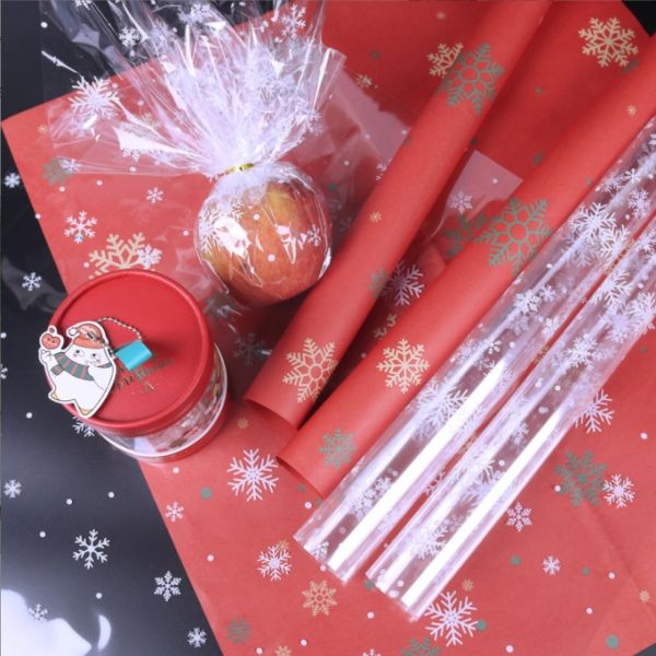 Christmas waterproof snowflake cellophane flower shop, Christmas Eve flower bouquets, gifts, apple packaging factory wholesale and direct sales