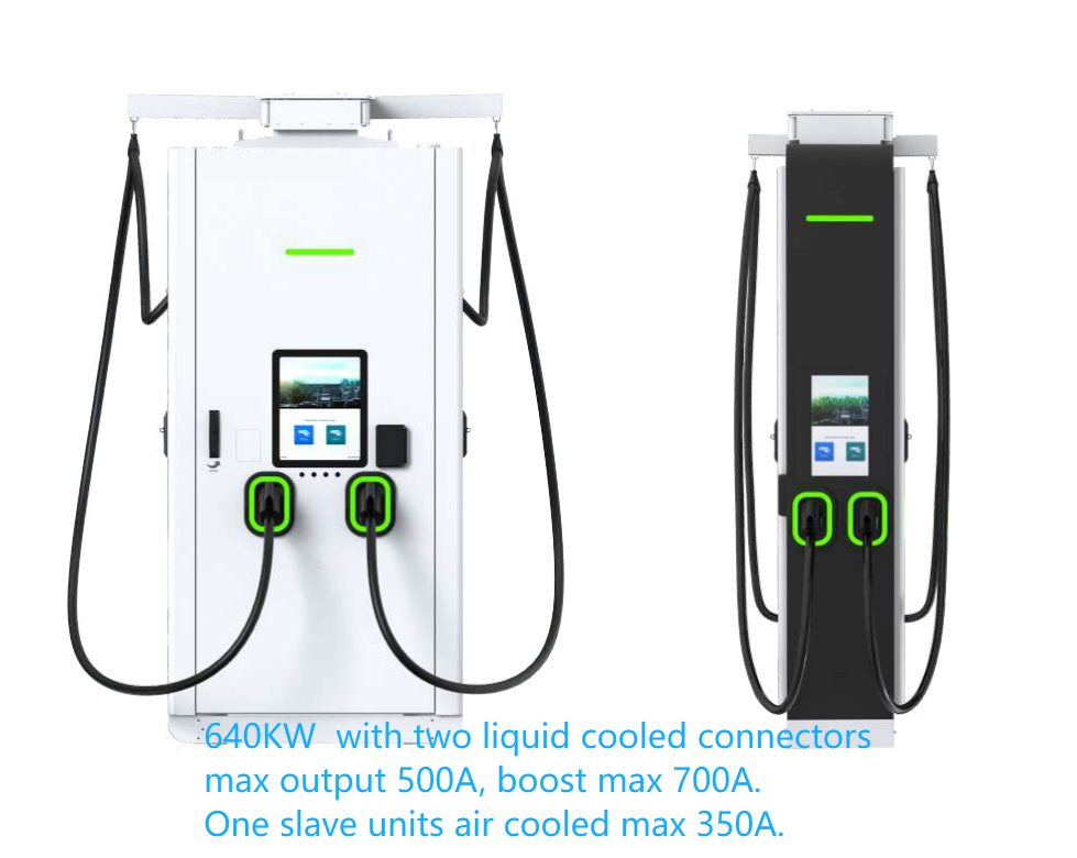640KW Liquid cooled DC Charger with one slave units air cooled max 350A