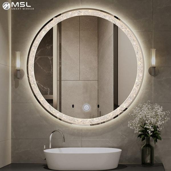 Warm White LED Round Bathroom Mirror 800*600mm Touch Screen LED Mirror IP44