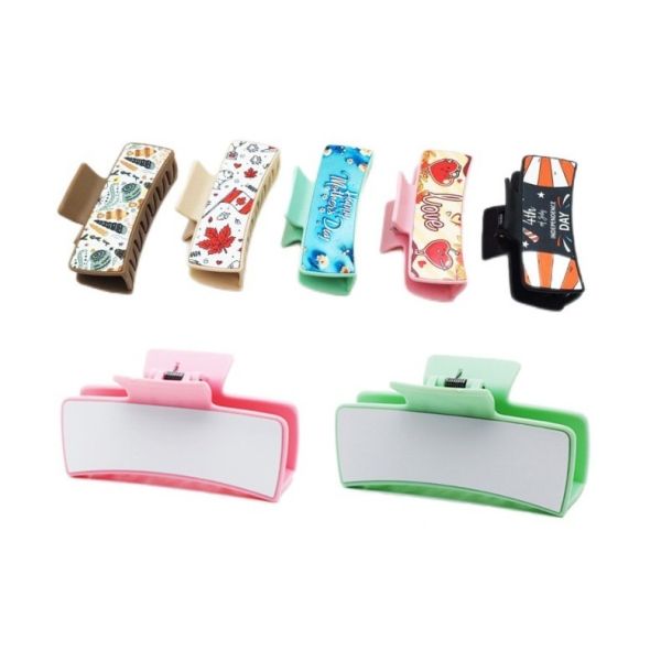 Double Sided Colored Plastic Sublimation Hair Clip With Aluminum Sheet Custom Claw Clip