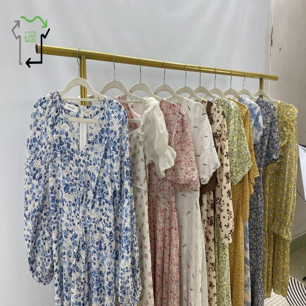 Women's Clean Summer 2nd Hand Clothes Comfortable Long Second Hand Silk Dress