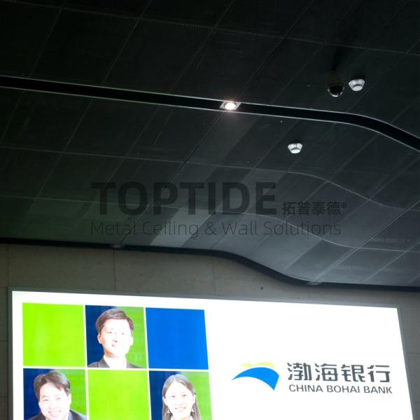 Industrial Design Metal Mesh Ceiling Integrated Lighting Aluminum Drop Metal Ceiling