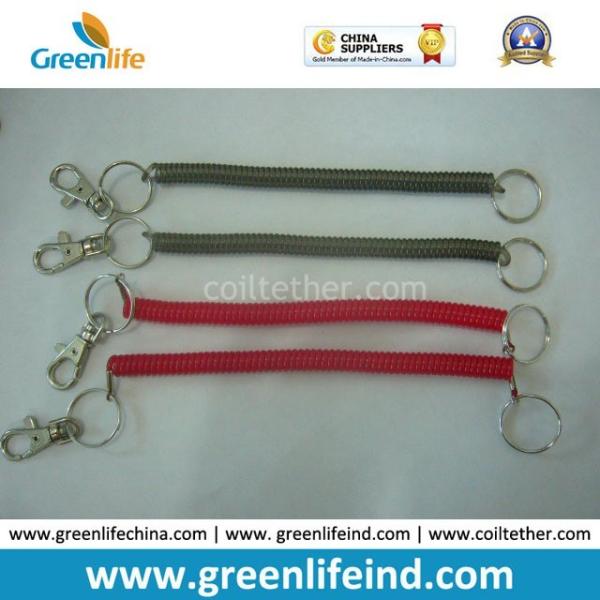 Colored Plastic Key Ring Badge Coiled Bungee Cord Expanding Chain