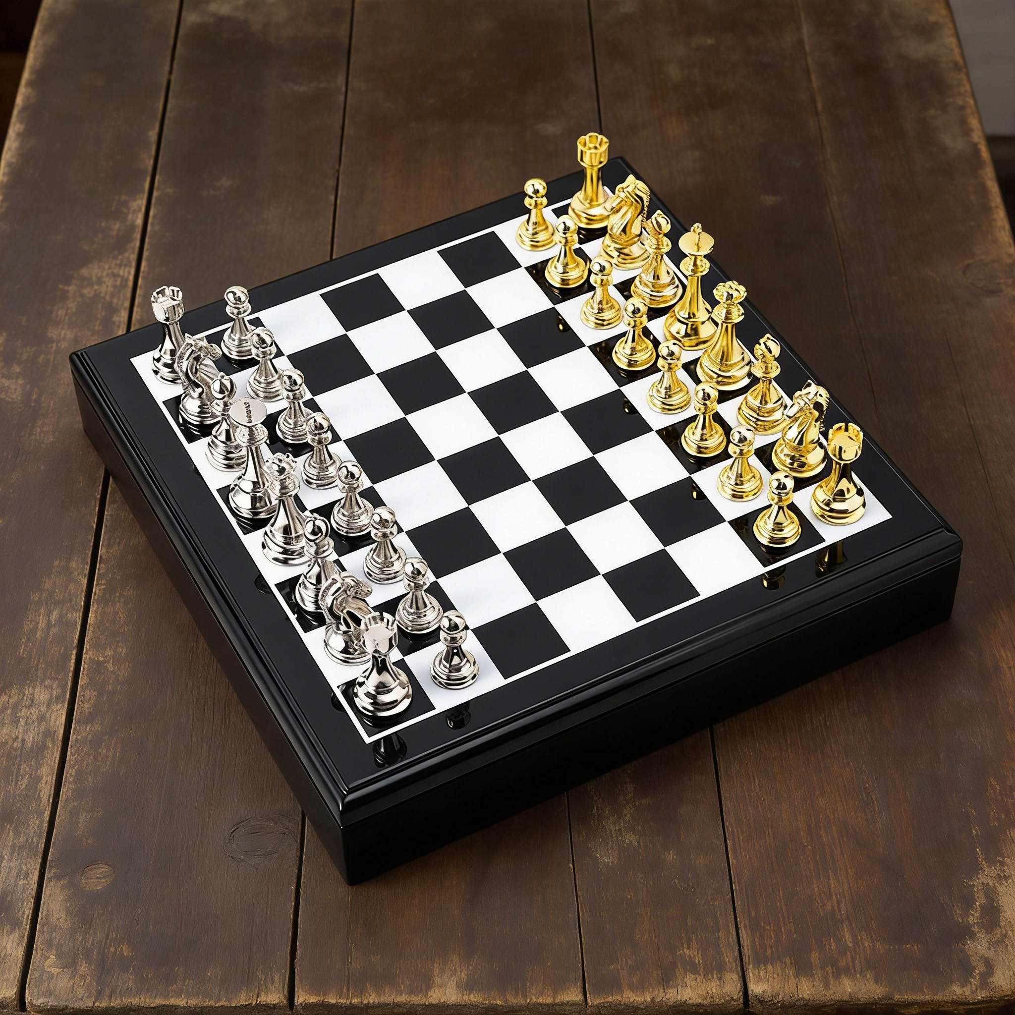 Luxury Zinc Alloy Metal Chess Set with 30*30*6cm Size for International Chess Game