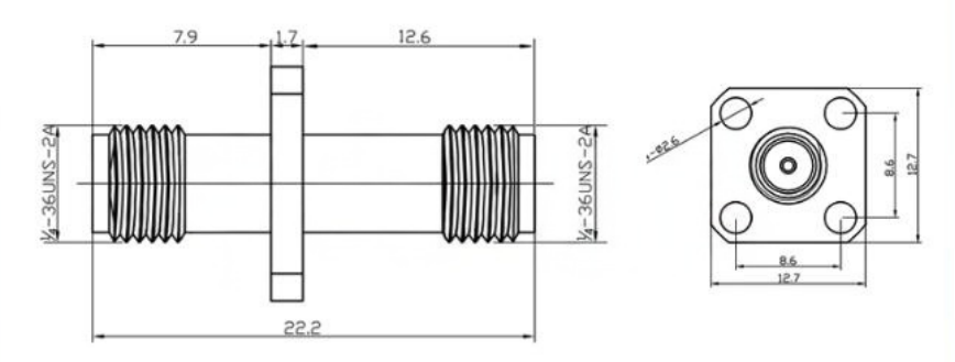 Stainless Steel Flange Adapter SMA Female To Female 4 Holes DC-18GHz RF Adapter